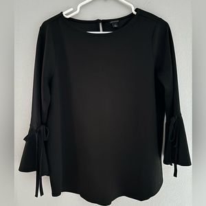 Ann Taylor Black Blouse with Bell Sleeves and Bows